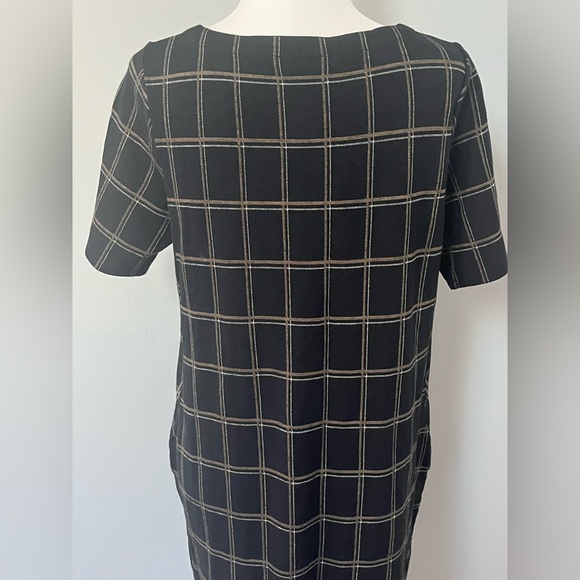 J. Jill‎ Dress Women’s Petite M Black Ponte Window Pane Short Sleeve Pockets NEW - Picture 8 of 11